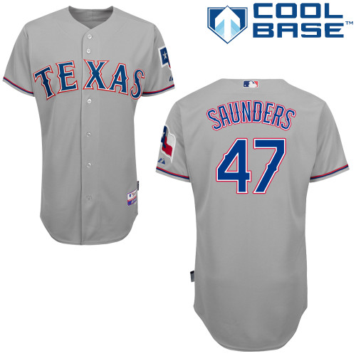 Joe Saunders #47 MLB Jersey-Texas Rangers Men's Authentic Road Gray Cool Base Baseball Jersey